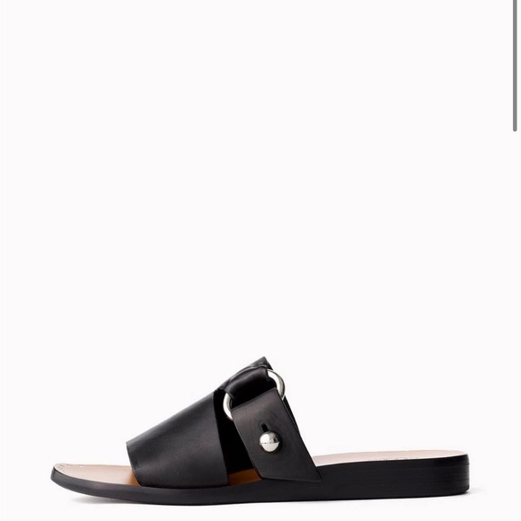 rag & bone Shoes - RAG & BONE Arc Flat Leather Slide Sandals. Black. Size 10.